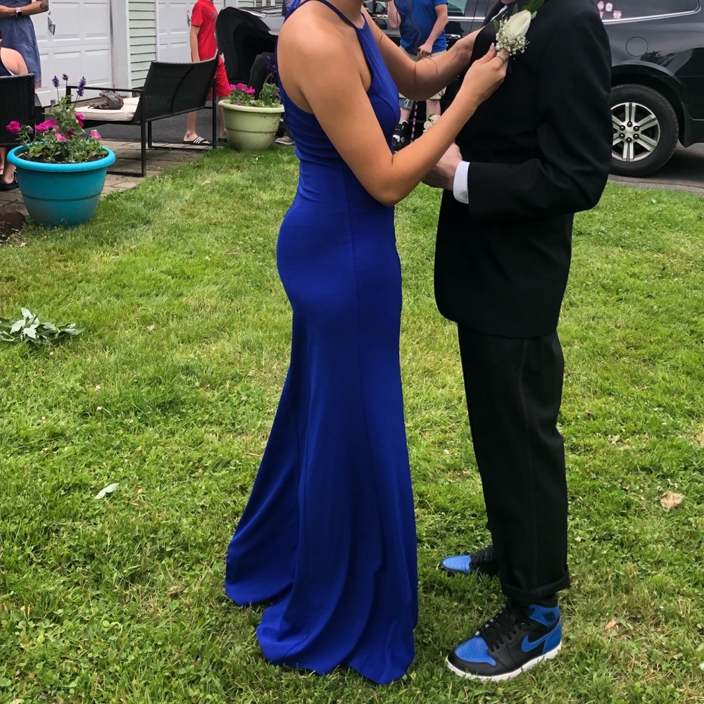 Royal blue floor length formal dress - Picture 3 of 6